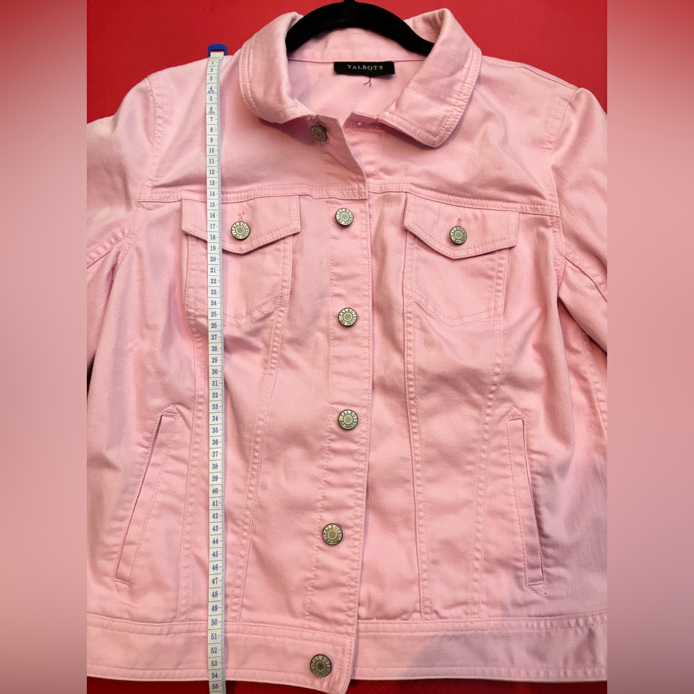 Talbots Light Pink Jean Denim Jacket Size Medium  Pit to Pit 20inches - Picture 4 of 6